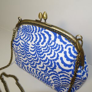 sac vintage bleu et blanc