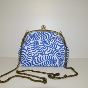sac vintage bleu et blanc