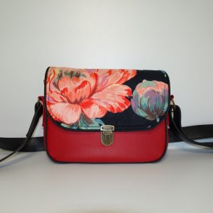 Sac besace fleur rouge