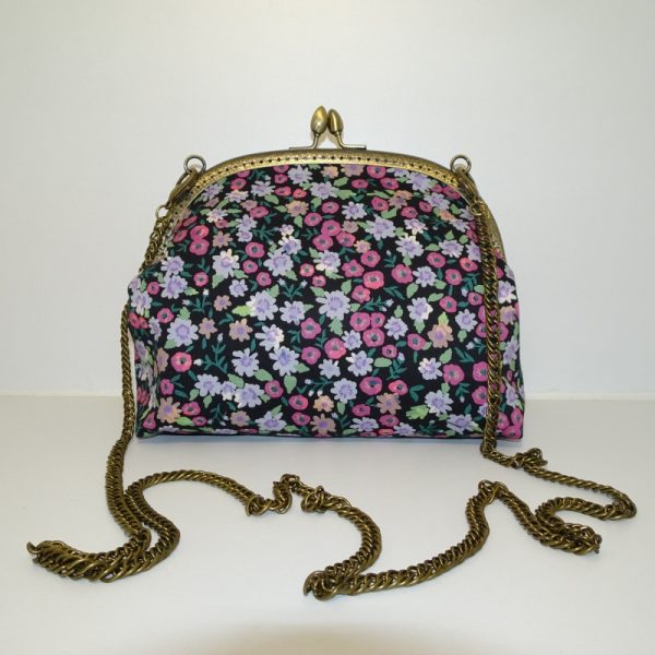 Sac vintage noir fleuri
