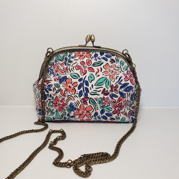 Sac fleuri fermoir vintage