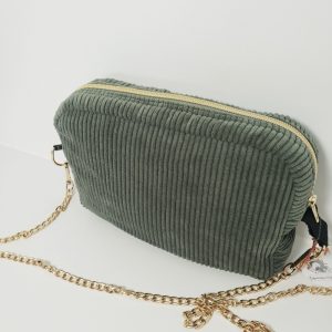 Sac velours kaki