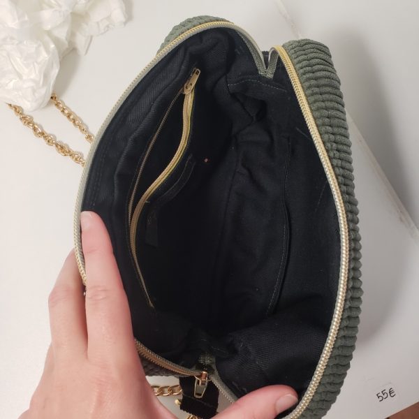 Sac velours kaki - Image 3