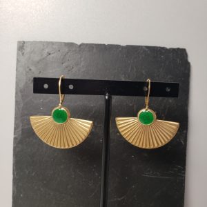Boucles d’oreilles éventail vert