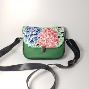 Sac besace vert et fleuri 🌸