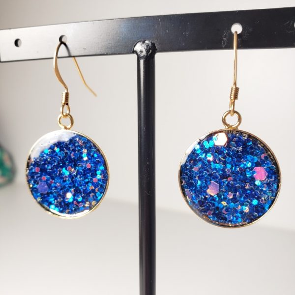 Boucles d'oreilles paillettes bleues