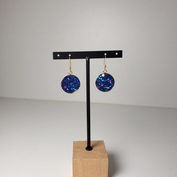 Boucles d'oreilles paillettes bleues - Image 3