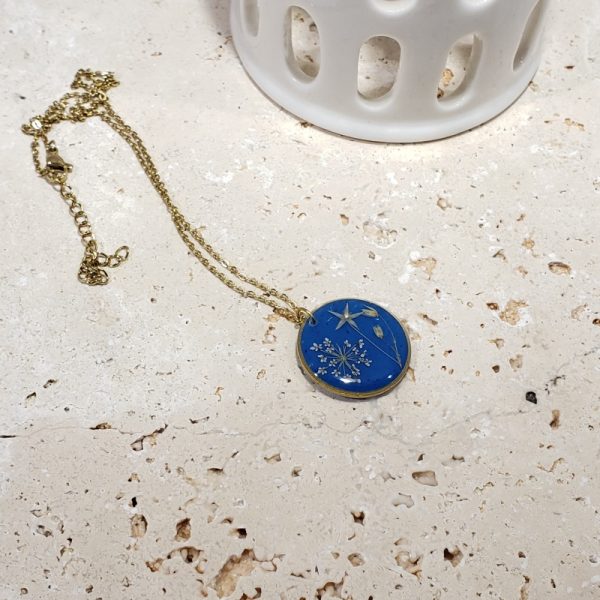collier bleu, fleurs - Image 2