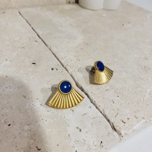 puces laiton brut et résine bleue
