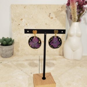 boucles cœurs, noires, hortensia
