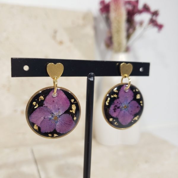 boucles cœurs, noires, hortensia - Image 2