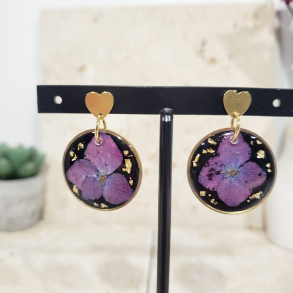 boucles cœurs, noires, hortensia - Image 3