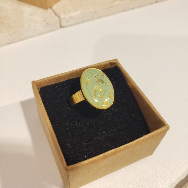 bague doré, fleurs - Image 2