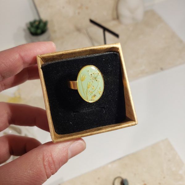 bague doré, fleurs - Image 4