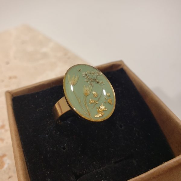 bague doré, fleurs - Image 3