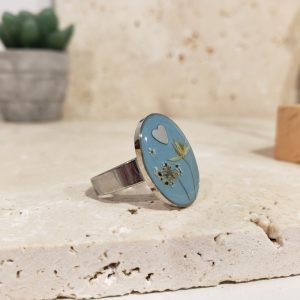 bague bleue, coeur