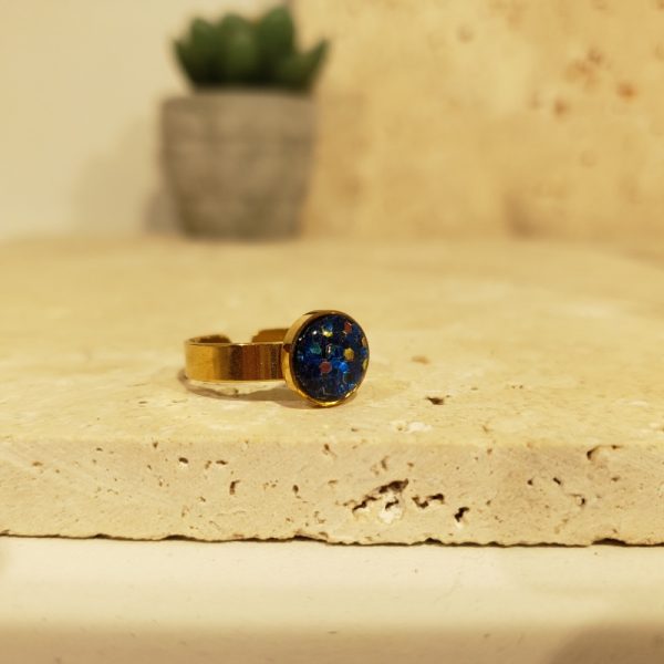 bague paillettes bleues - Image 2