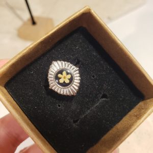 bague acier inox, fleur