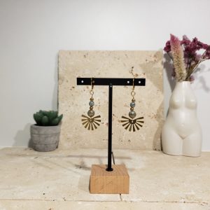 boucles soleil laiton, perles verre