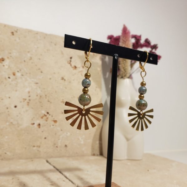 boucles soleil laiton, perles verre - Image 4