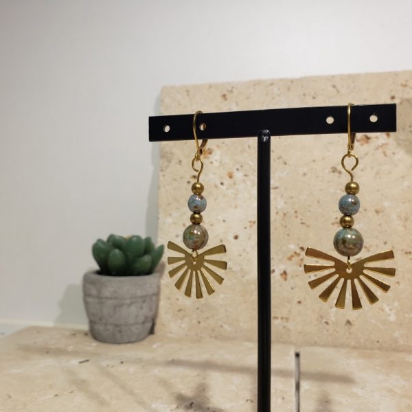 boucles soleil laiton, perles verre - Image 3