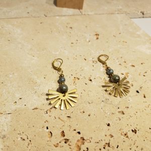 boucles soleil laiton, perles verre