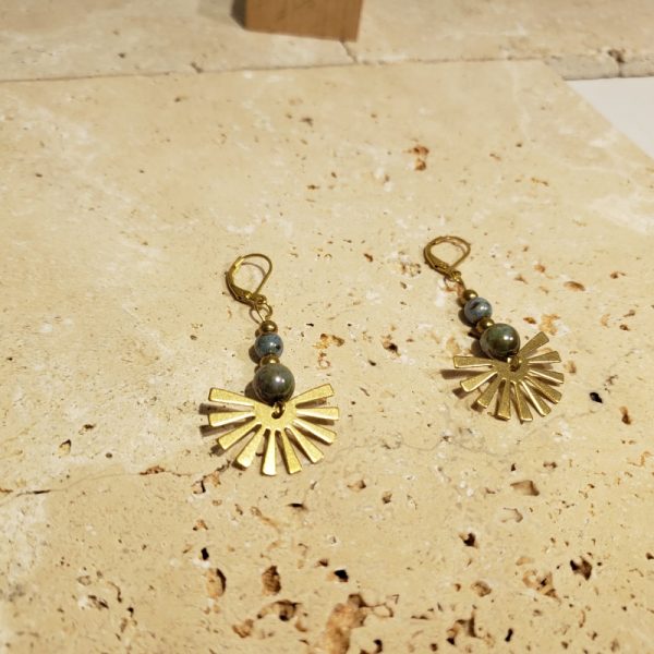 boucles soleil laiton, perles verre - Image 2