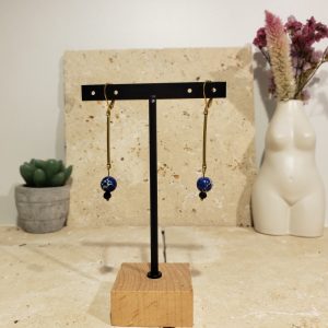 boucles tiges, perles régalites bleues