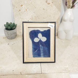 cyanotype sur tissu en lin, trèfles
