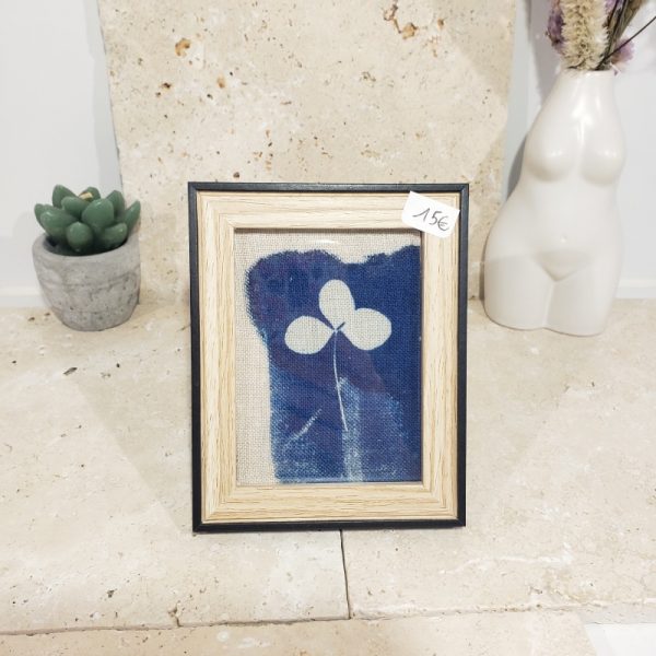 cyanotype sur tissu en lin, trèfles