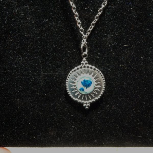 collier acier fleurs bleues - Image 2