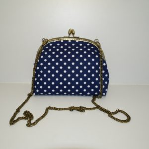 sac bleu à pois blanc