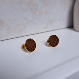 puces d’oreilles cuir marron