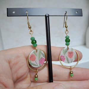 Boucles d’oreilles papier fleuri