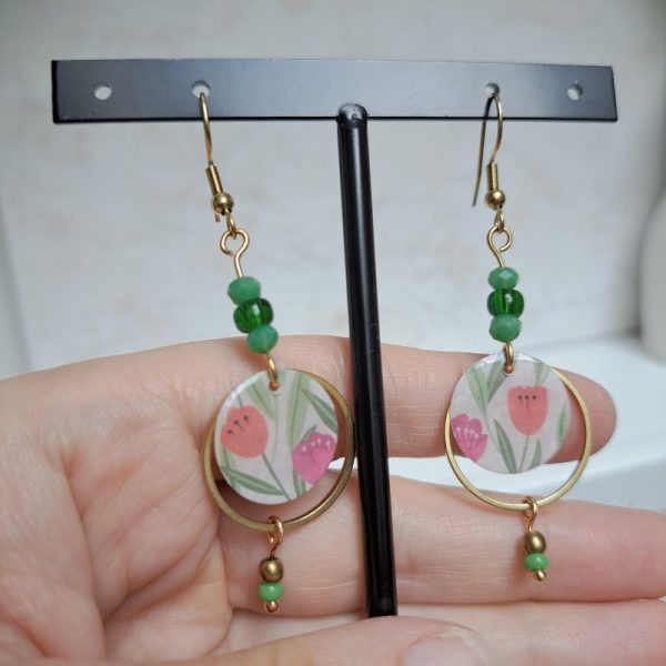Boucles d'oreilles papier fleuri - Image 2