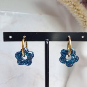 Créoles fleurs bleues