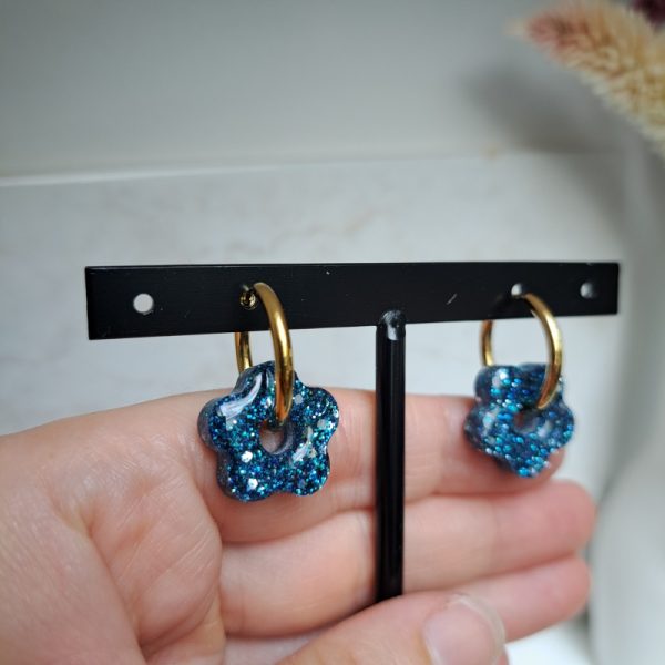 Créoles fleurs bleues - Image 3