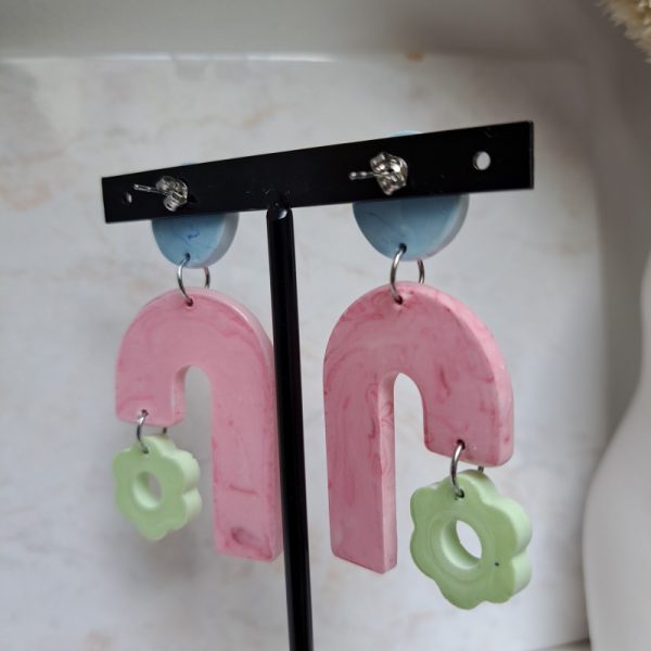 Boucles d'oreilles en Jesmonite et résine - Image 3