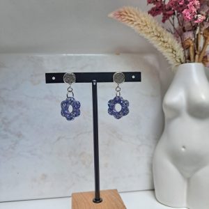 Boucles d’oreilles fleurs bleues