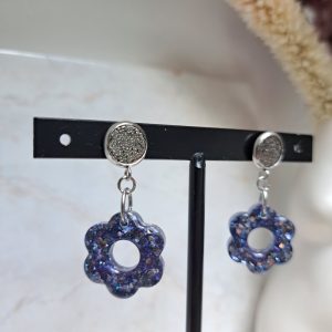 Boucles d’oreilles fleurs bleues