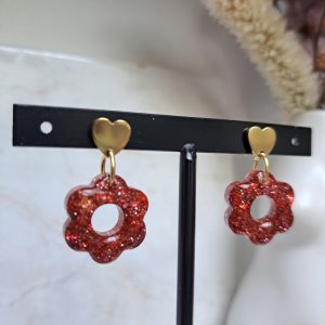 Boucles d’oreilles roses à paillettes