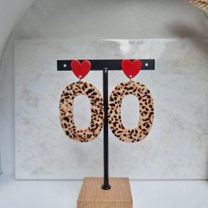 boucles d’oreilles cœur/ tacheté
