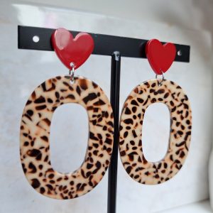 boucles d’oreilles cœur/ tacheté