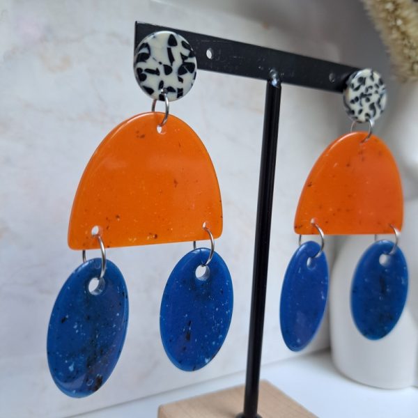 boucles XXL orange/bleues - Image 2