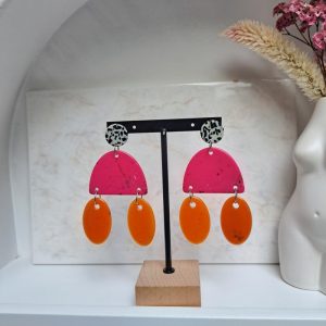 boucles XXL fuchsia et orange