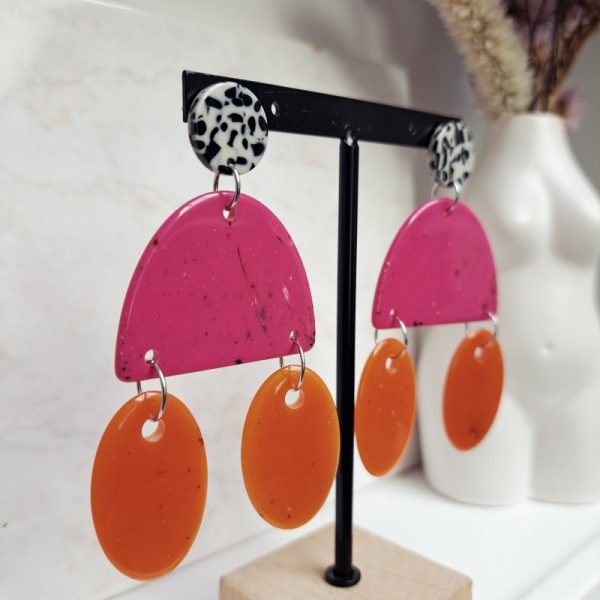 boucles XXL fuchsia et orange - Image 2