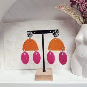 boucles XXL orange et fuchsia