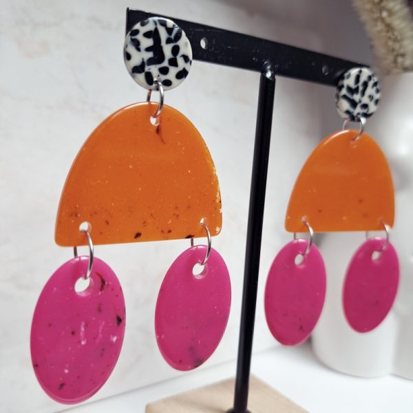 boucles XXL orange et fuchsia - Image 2