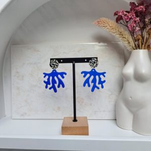 boucles d’oreilles corail bleu