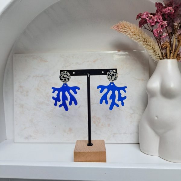boucles d'oreilles corail bleu